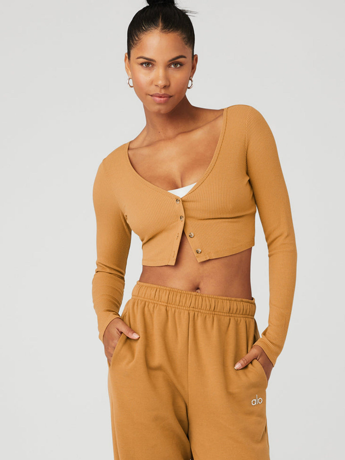 ALO Ribbed Cropped Whisper Cardigan - FINAL SALE